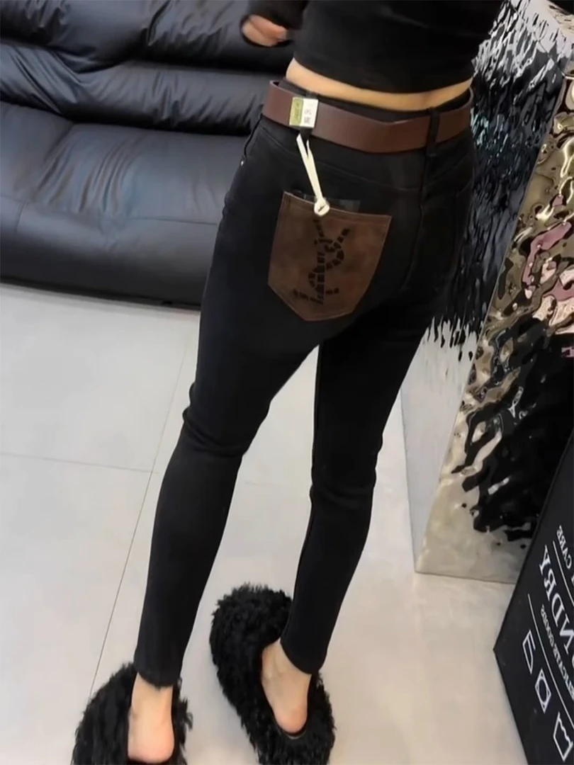2024春季新款梨型身材铅笔牛仔裤女显瘦大码微胖mm显瘦九分靴裤女