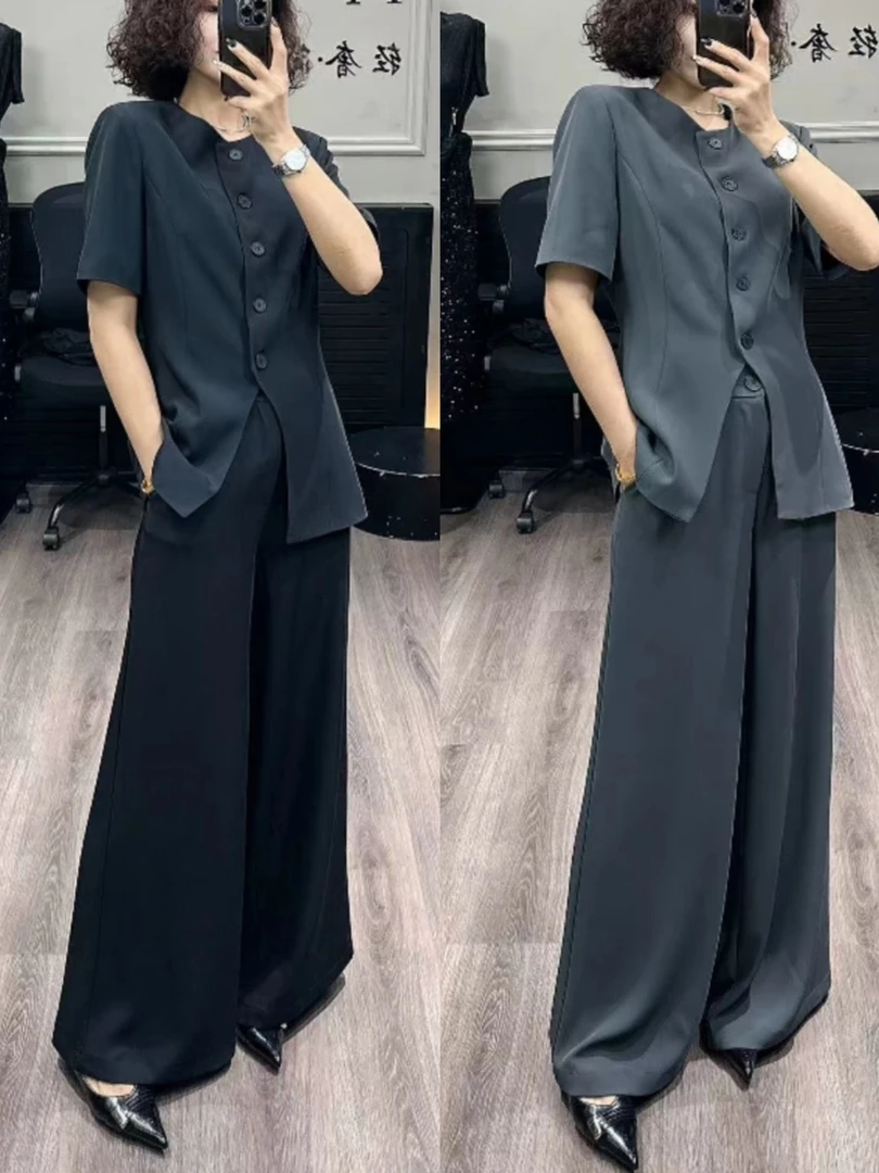 女森说夏季新款时尚气质女装洋气减龄潮流显瘦高腰西裤套装