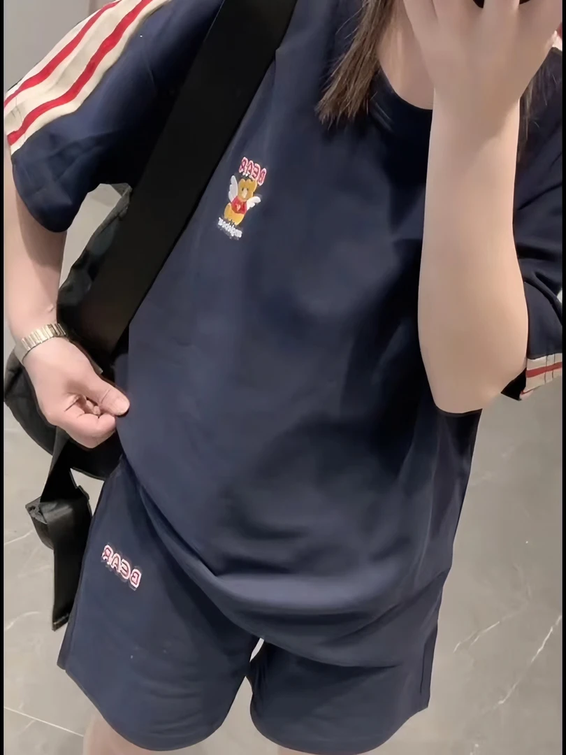 女森说夏季新款休闲运动套装女装洋气减龄显瘦短袖上衣短裤两件套