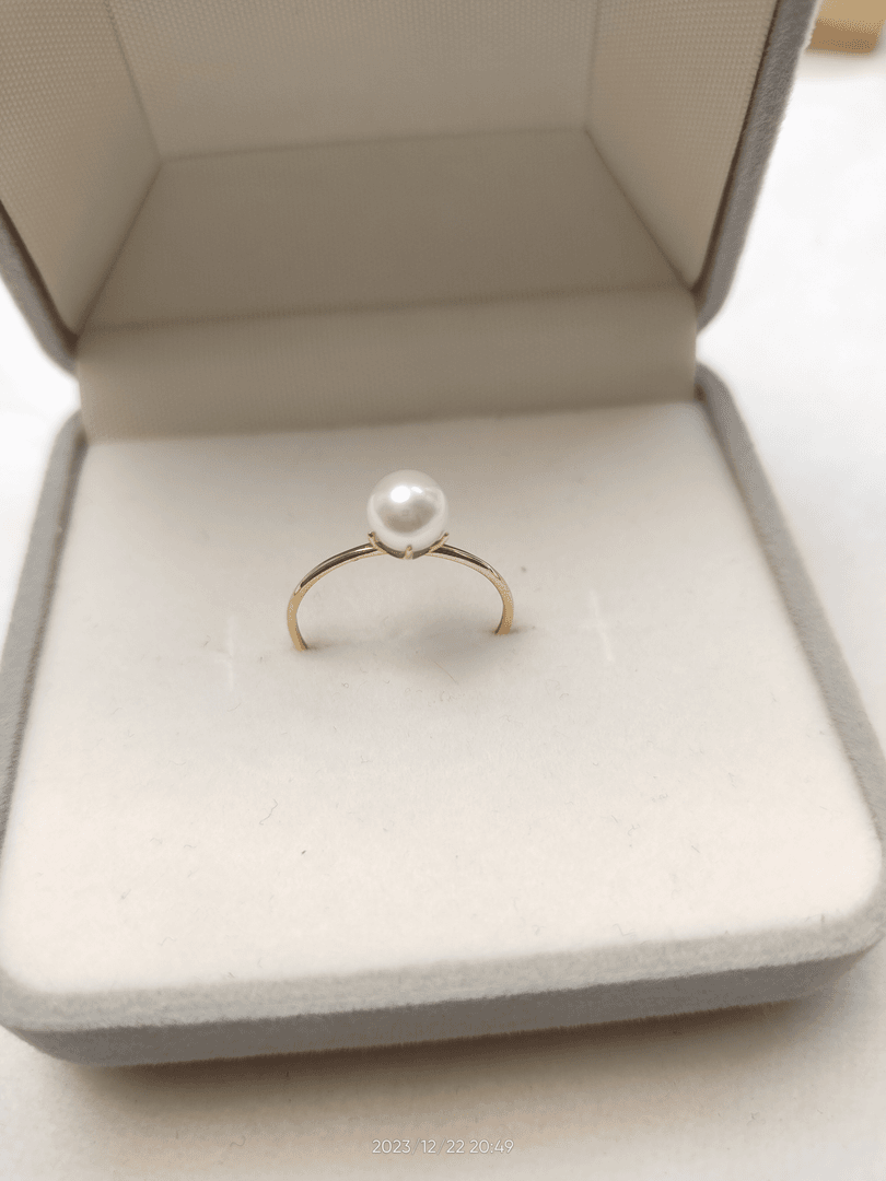 18k金海水珍珠戒子akoya5-6
