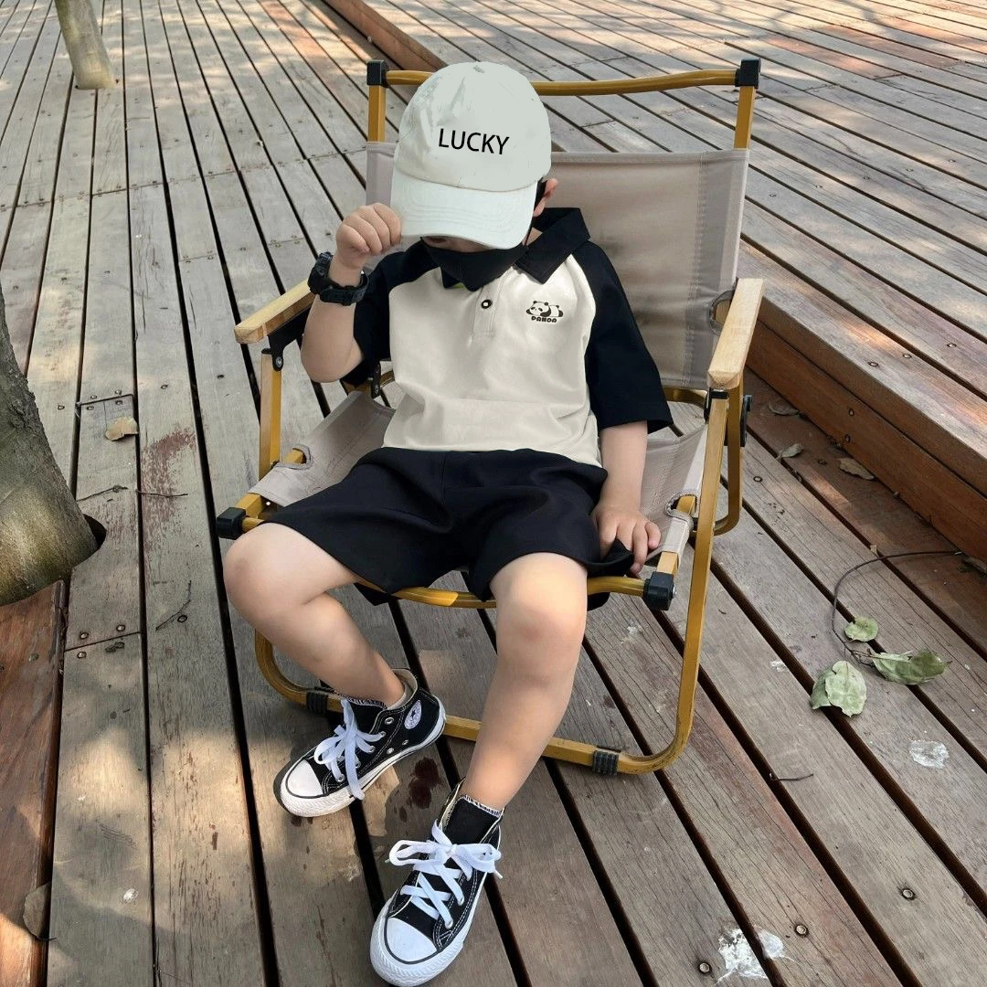 儿童polo衫套装短袖+短裤简约夏季两件套韩版男女宝宝潮酷时尚款