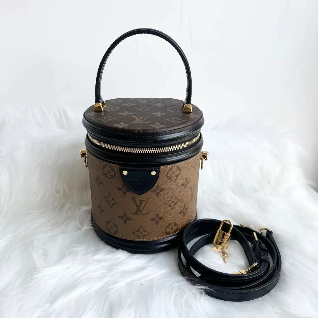 99新 LouisVuitton/路易威登 拼色发财桶单肩手提斜挎包
