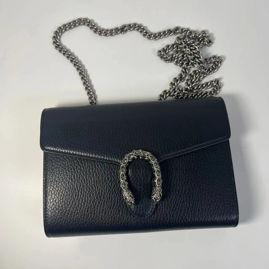 95新 GUCCI/古驰 98新/黑色全皮钻扣酒神woc/公价13800/周到严选