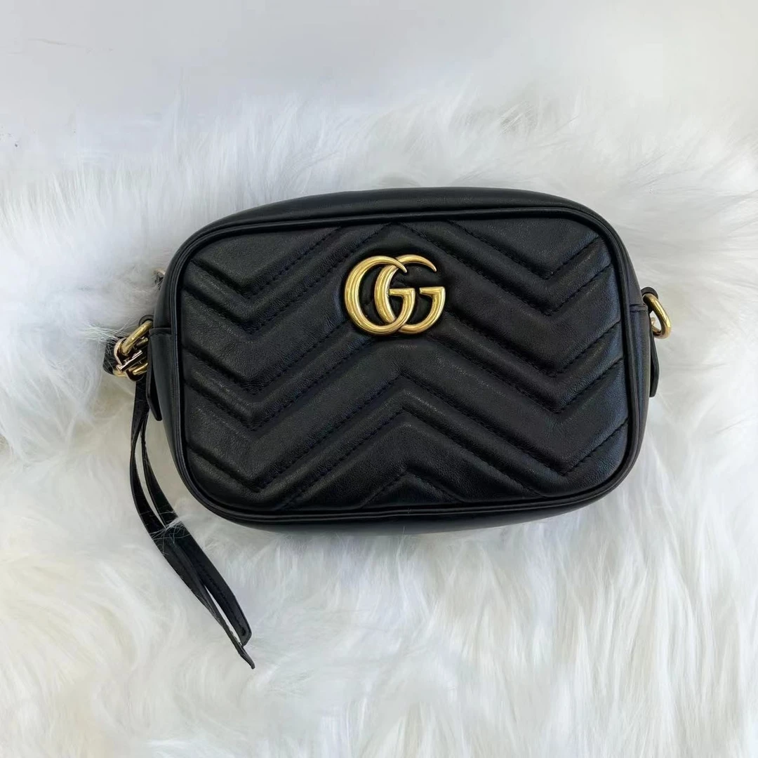 99新 GUCCI/古驰 马蒙小号黑色相机斜挎包/周到严选