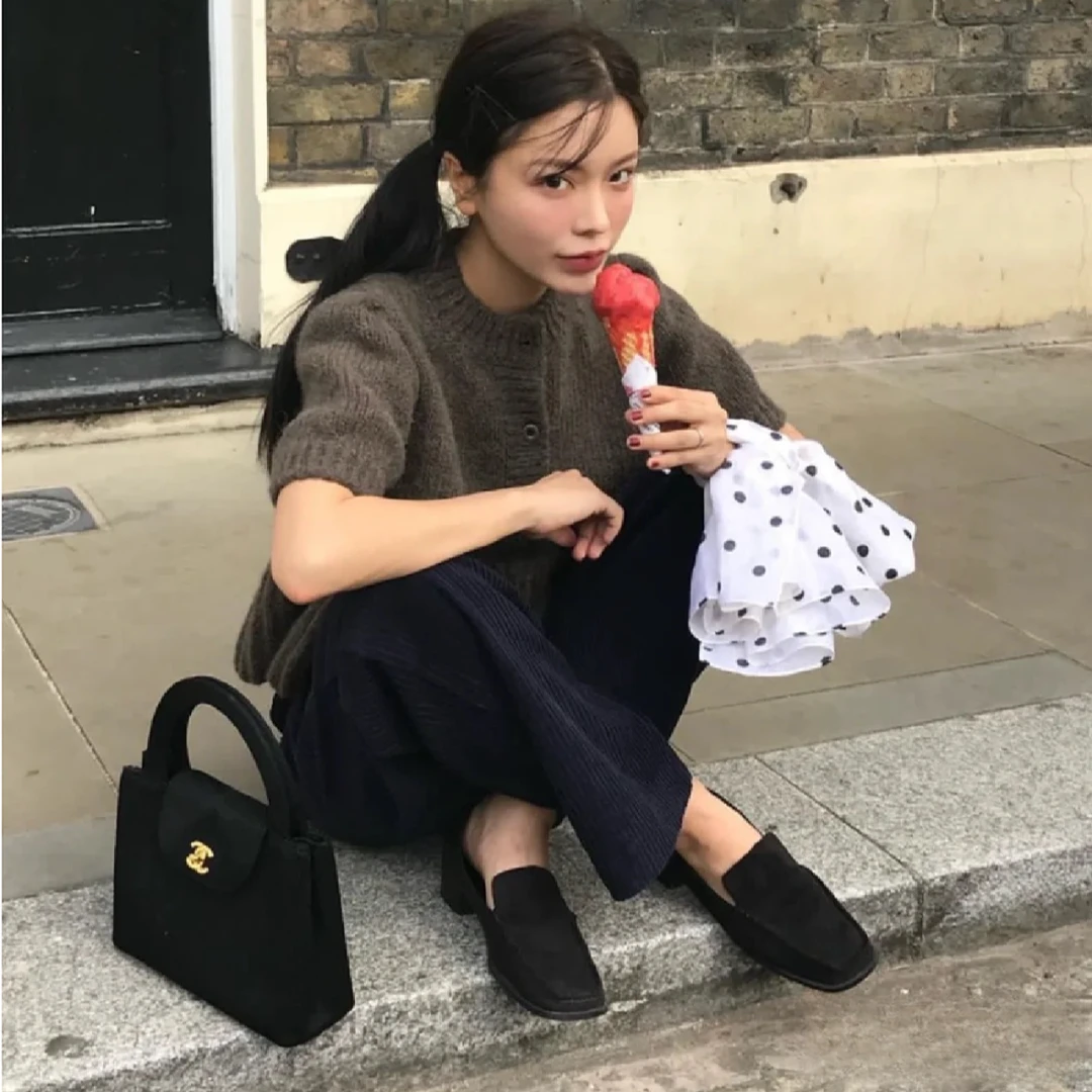 法式平底单鞋女一字带扣玛丽珍鞋