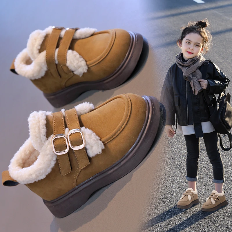 23冬季新款童鞋女童加绒棉鞋男童磨砂皮鞋韩版儿童保暖豆豆鞋X775