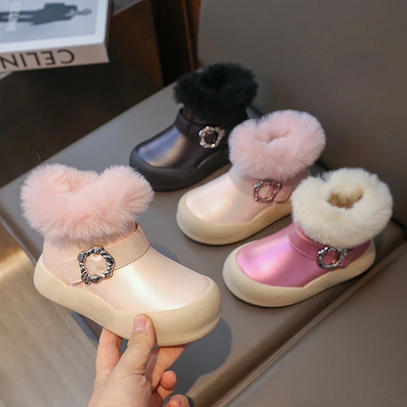 23冬季新款儿童雪地靴女童大棉厚绒棉靴中大童鞋女宝保暖棉鞋066