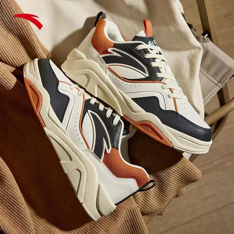 安踏烈焰3低帮丨板鞋男女鞋2023秋季复古休闲鞋厚底鞋112248089