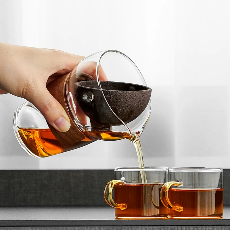 创意无孔过滤公道杯一体高硼硅耐热玻璃茶漏防烫泡茶神器功夫茶具