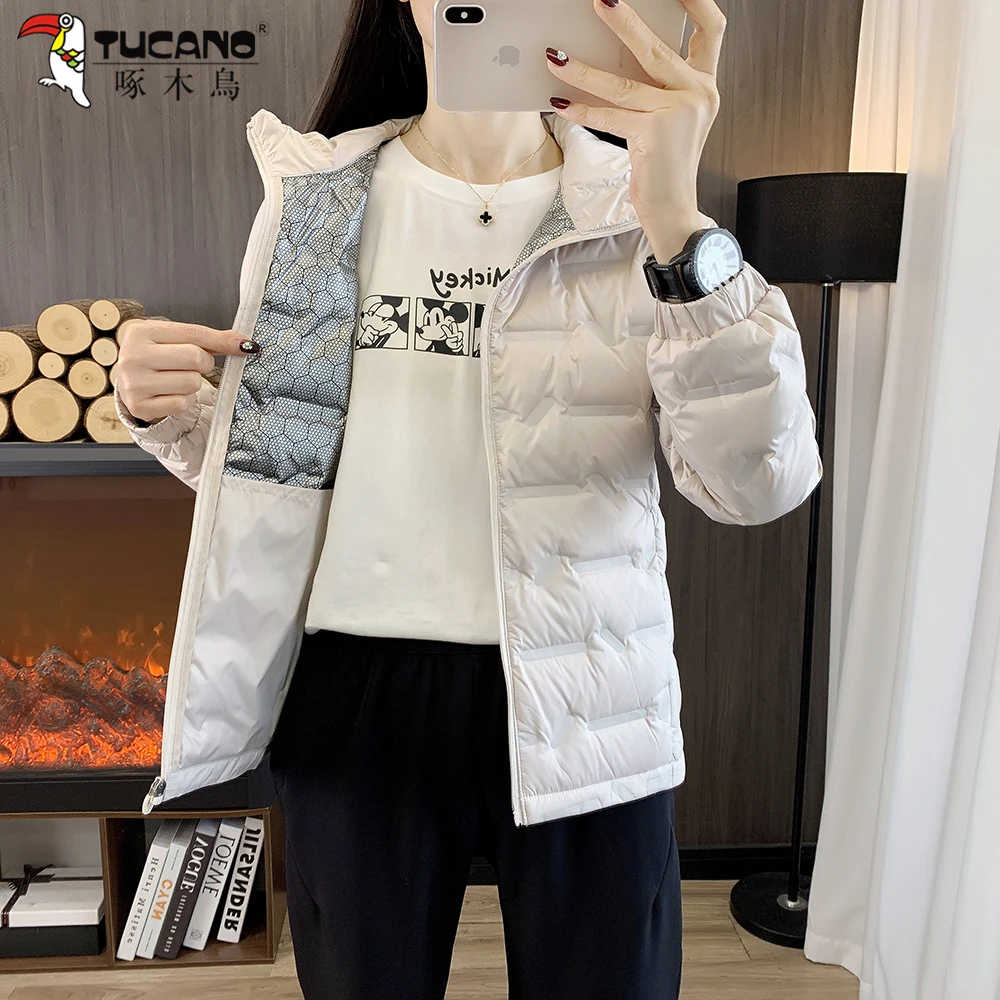 【官方品牌】啄木鳥轻薄羽绒服女冬季2025年新款中年妈妈保暖外套
