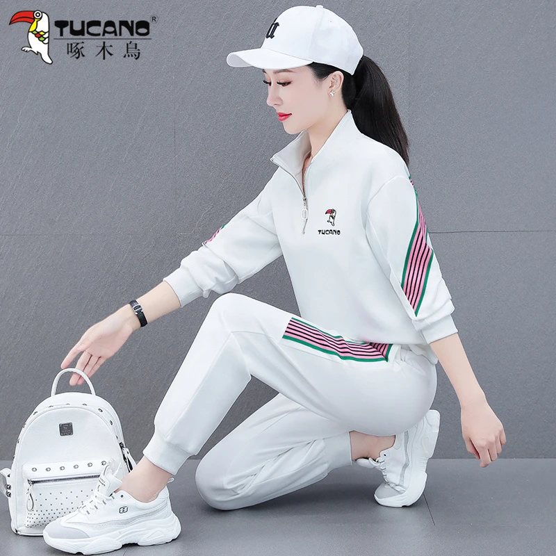 【官方品牌】啄木鳥运动休闲套装女2025年春秋季新款减龄时尚两件套