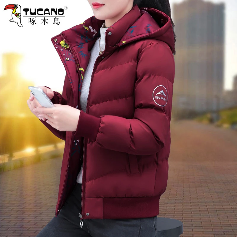 【官方品牌】啄木鳥棉袄外套女冬季2025新款中老年加厚两面穿棉服潮