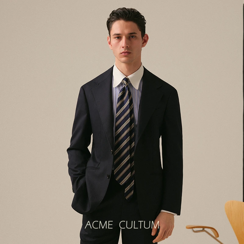 【光泽感毛绒丝】AC初剪羊毛半麻衬半里西服套装男正装西装外套