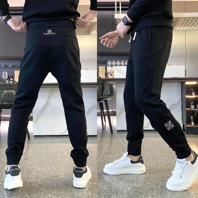 男士休闲裤秋冬2023新款潮流修身显瘦卫裤时尚帅气百搭束脚裤长裤