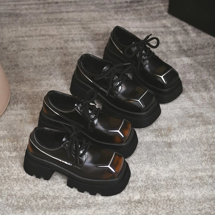 lanzhenzhu/蓝珍珠真皮新款乐福鞋时尚百搭单鞋春季厚底扣号链接