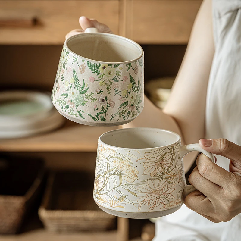 中古风陶瓷杯高颜值马克杯下午茶咖啡杯家用水杯待客杯早餐牛奶杯