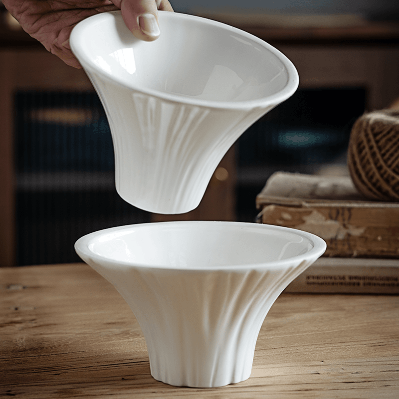 纯色陶瓷餐具高脚碗火锅蔬菜碗点心糕点碗甜点碗茶点碗轻奢斗笠碗