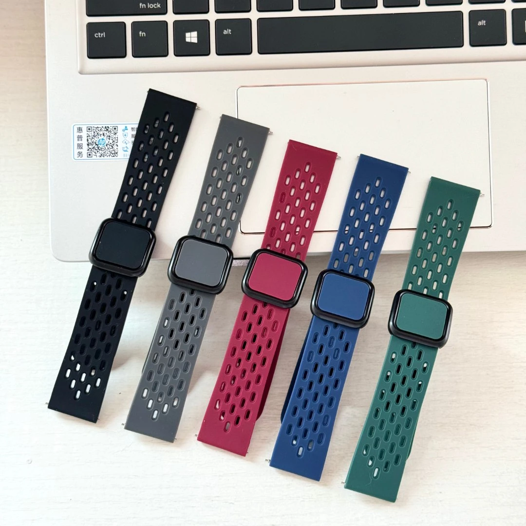 表带适用华为GT4表带磁吸方扣GT3/2洞洞硅胶透气款watch3磁吸扣