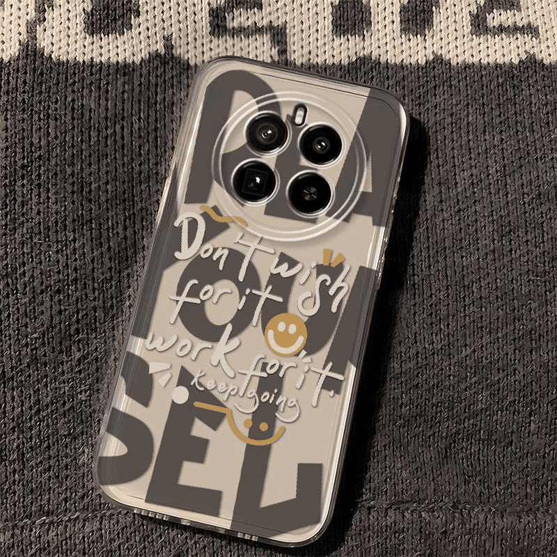 Realme真我GT5Pro新款潮牌网红英文标签笑脸透明手机壳表情软硅胶