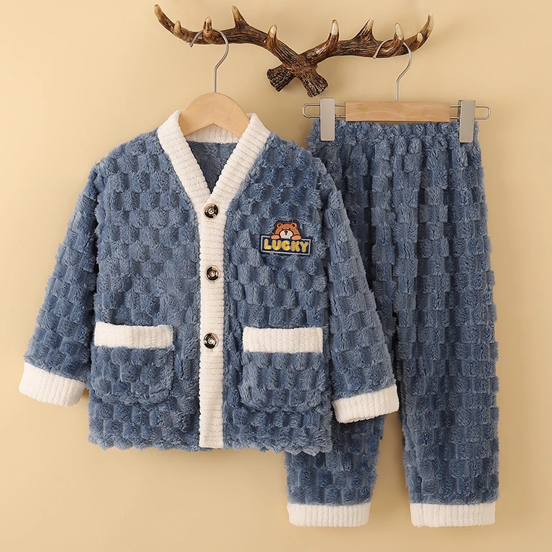儿童秋冬季棉服套装男童家居服中大童加厚保暖服可外穿网红新款