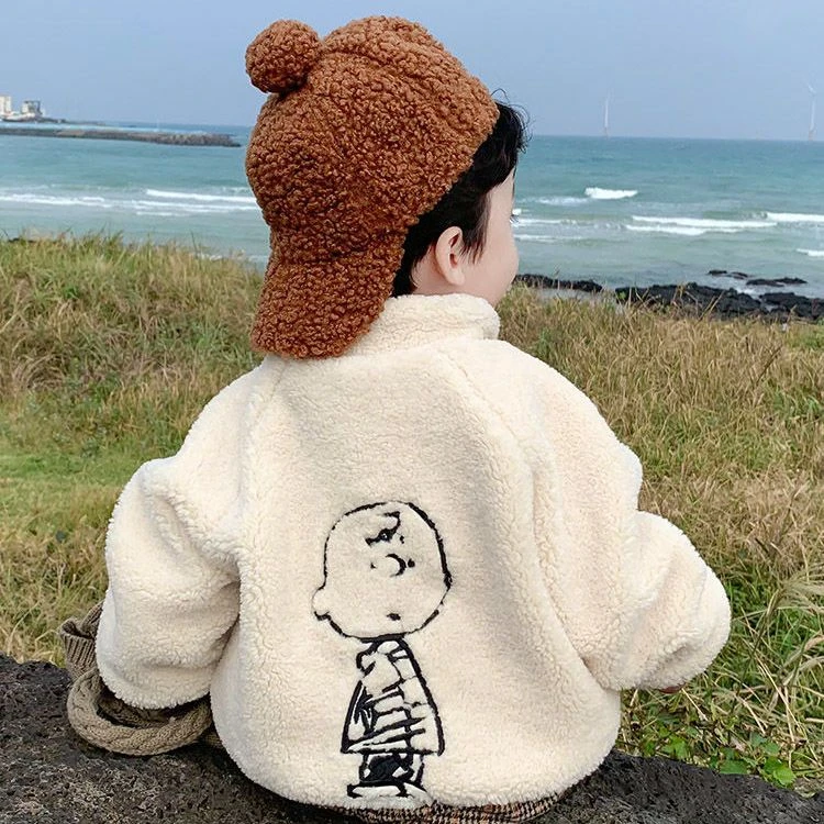 儿童加绒加厚冬季宝宝冬装2023新款男童洋气套头外套中小童上衣