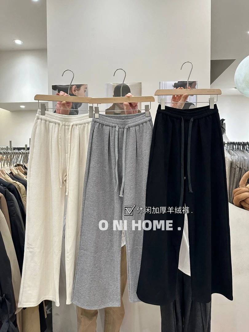 【欧尼家】慵懒风休闲加厚羊绒裤