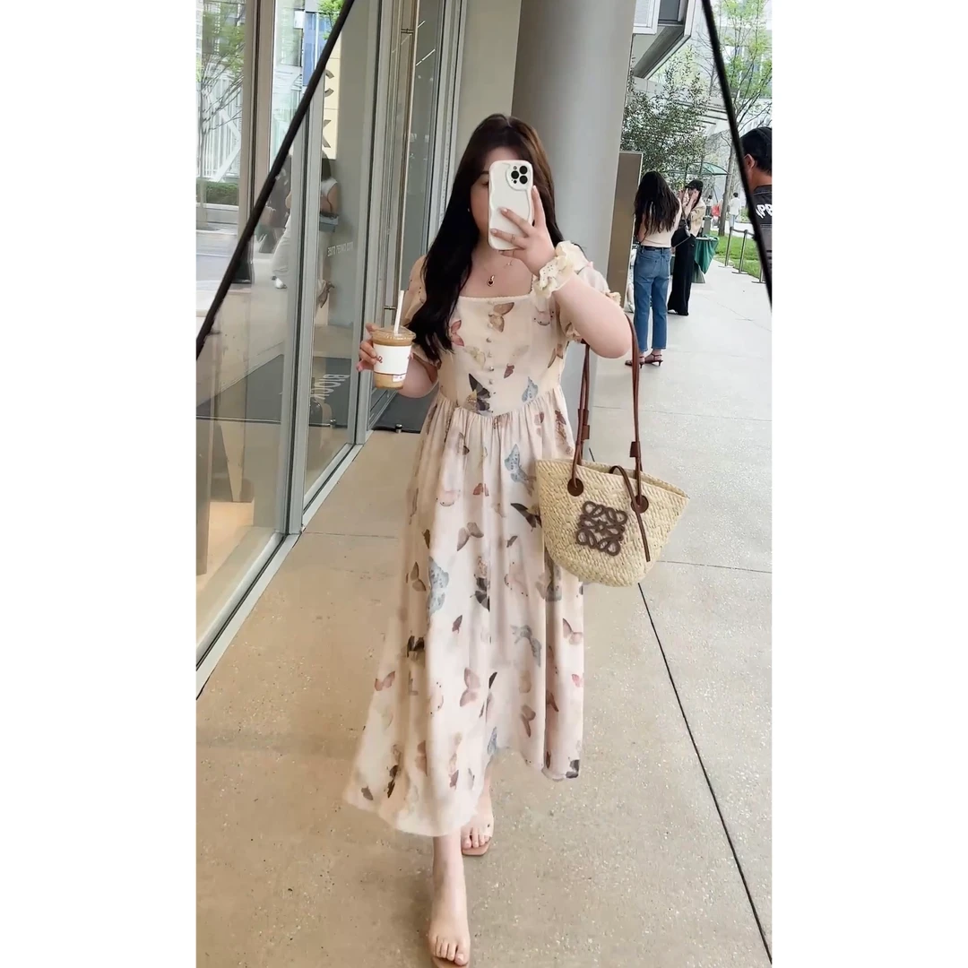 欣姐【蝶恋花】落日蝴蝶法式甜美收腰连衣裙WP467