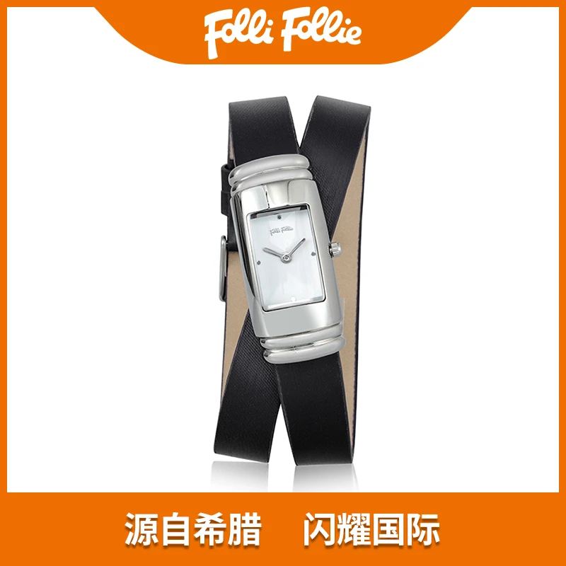 【学好粉丝专属】follifollie时尚女士手绳简约腕表方形双圈表