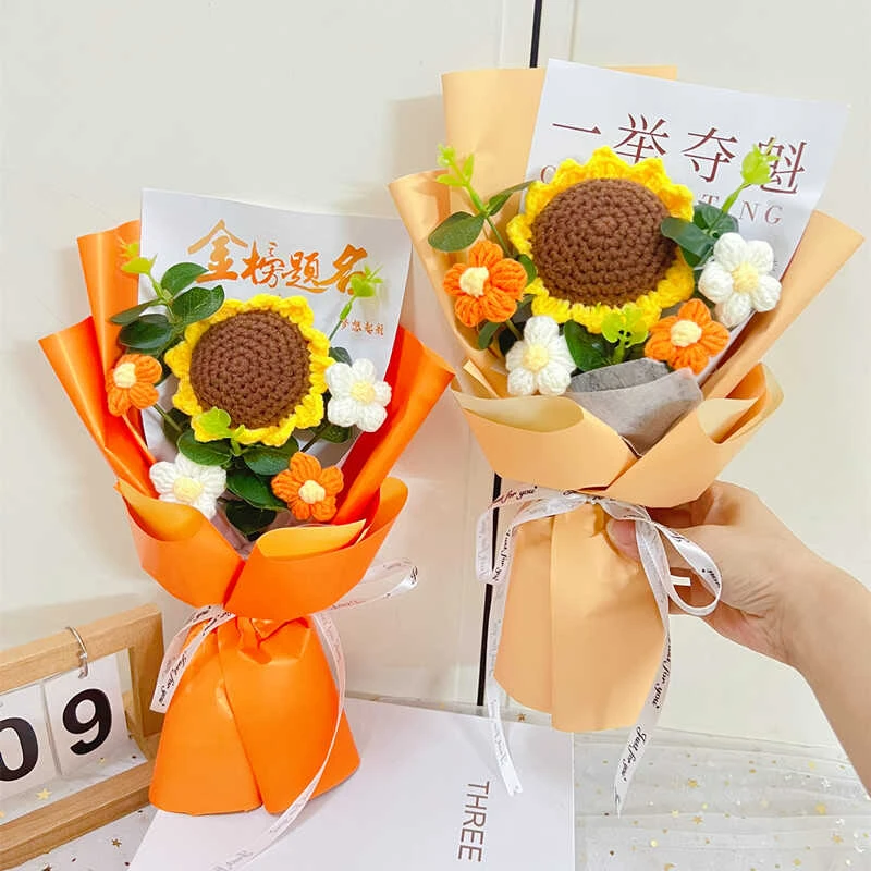 中高考励志礼物送孩子礼物一举夺魁毛线小花束金榜题名送同学毕业