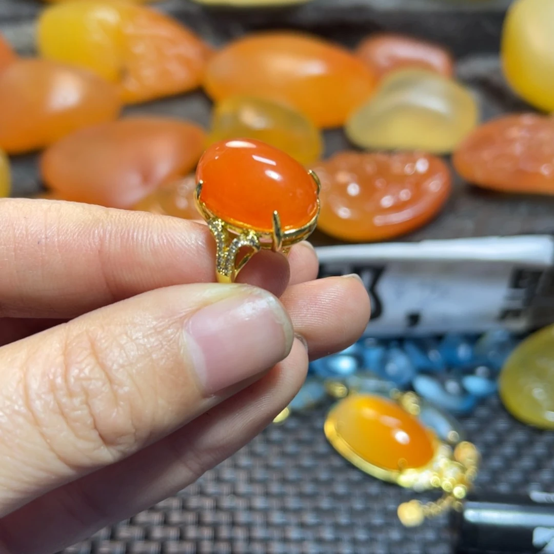 【闪购商品】石英质玉戒指合金梧**树