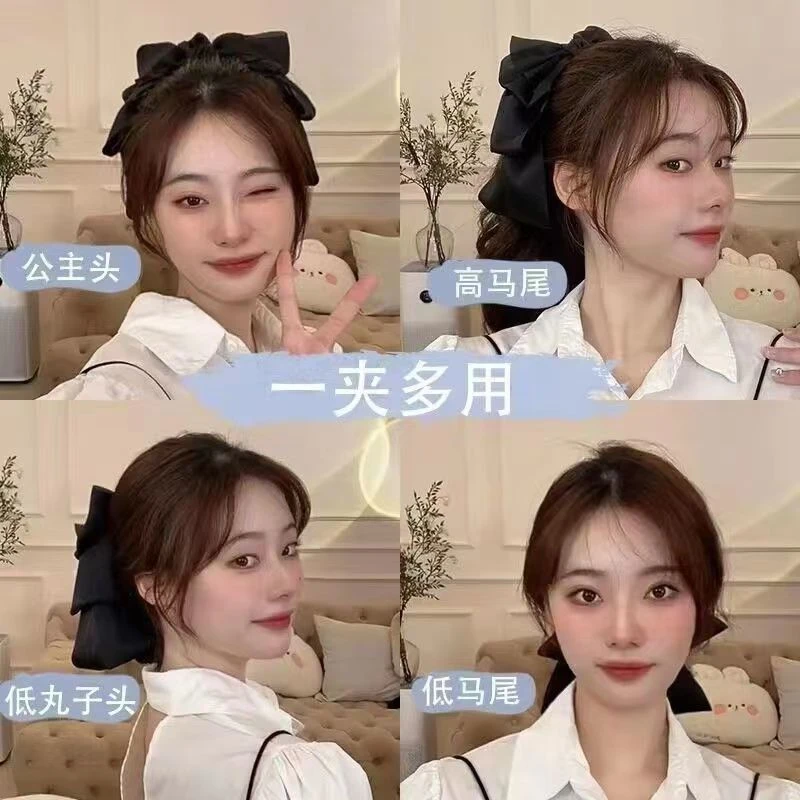 超大蝴蝶结抓夹可爱甜美后脑勺发夹女夏季大号鲨鱼发卡高级感头饰