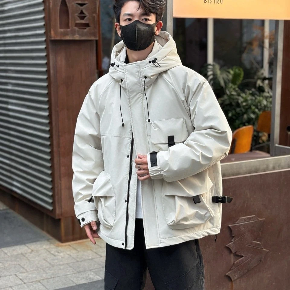 简约山系男士2024年新款加厚羽绒服冬装鸭绒连帽宽松韩版羽绒外套