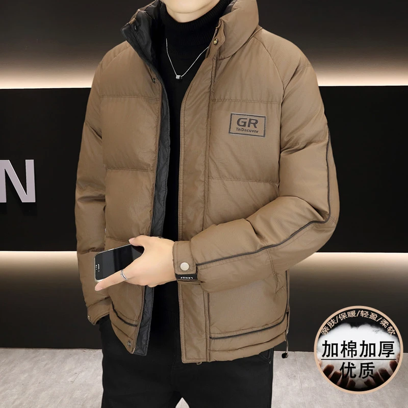 男士冬季新款潮牌帅气柔软时尚三防立领加厚棉男装夹克外套205
