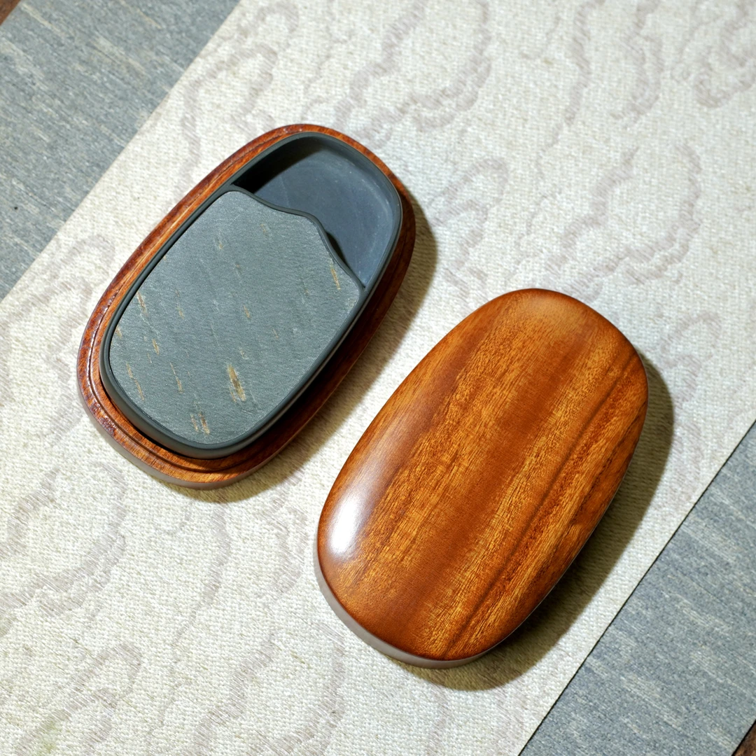 茶道器具摆件 歙砚 银韵金星 拼接老坑 手把砚