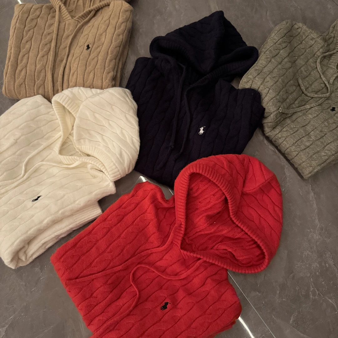 2025时尚秋冬麻花宽松慵懒风针织衫百搭连帽冬季毛衣针织衫