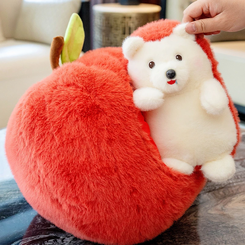 网红苹果刺猬公仔玩偶毛绒玩具创意萌女孩布娃娃床上可爱生日礼物
