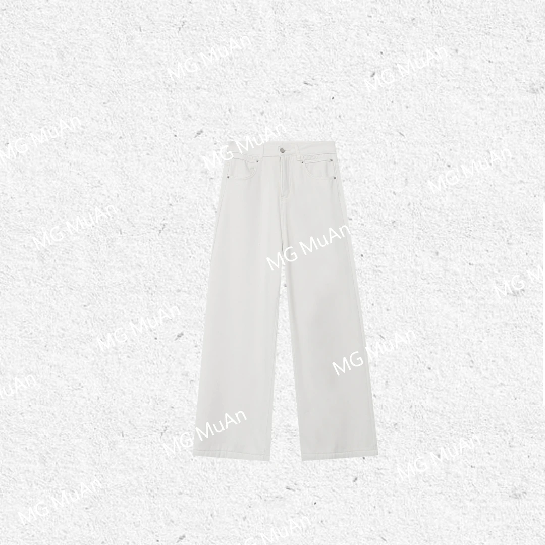【明线白牛】小个加绒版 MUAN定制高级明线长裤阔腿裤女F8-6038-5