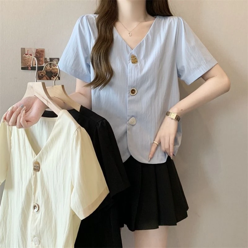 【现货现发】衬衫女上衣韩系夏季新款减龄宽松衬衣显瘦百搭小开衫