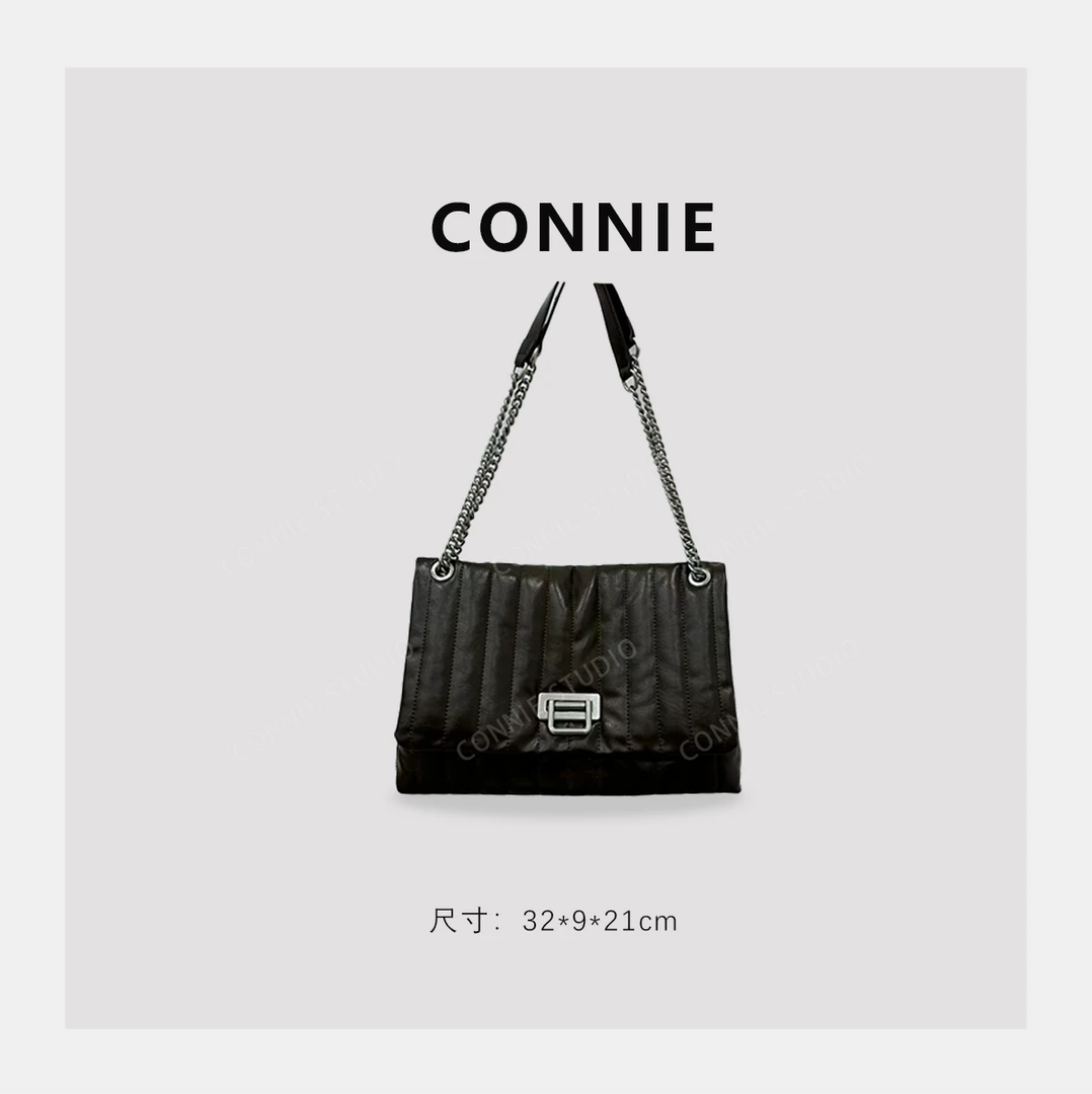 【CONNIE】秋冬简约潮流轻奢百搭时尚气质女斜跨包QYX-9613-松茶色