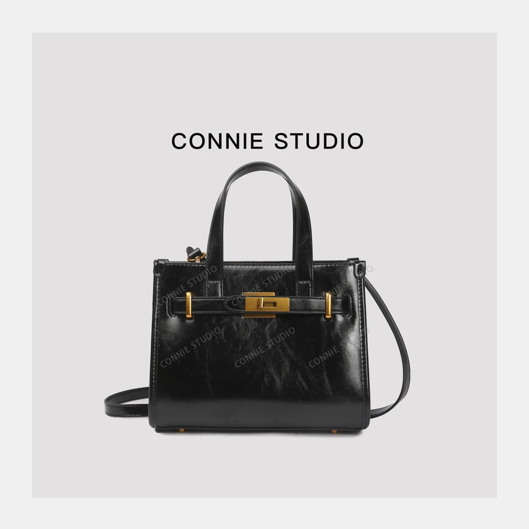 【CONNIE】简约潮流轻奢百搭时尚女气质单肩斜跨包SKL-G8025-1-黑色