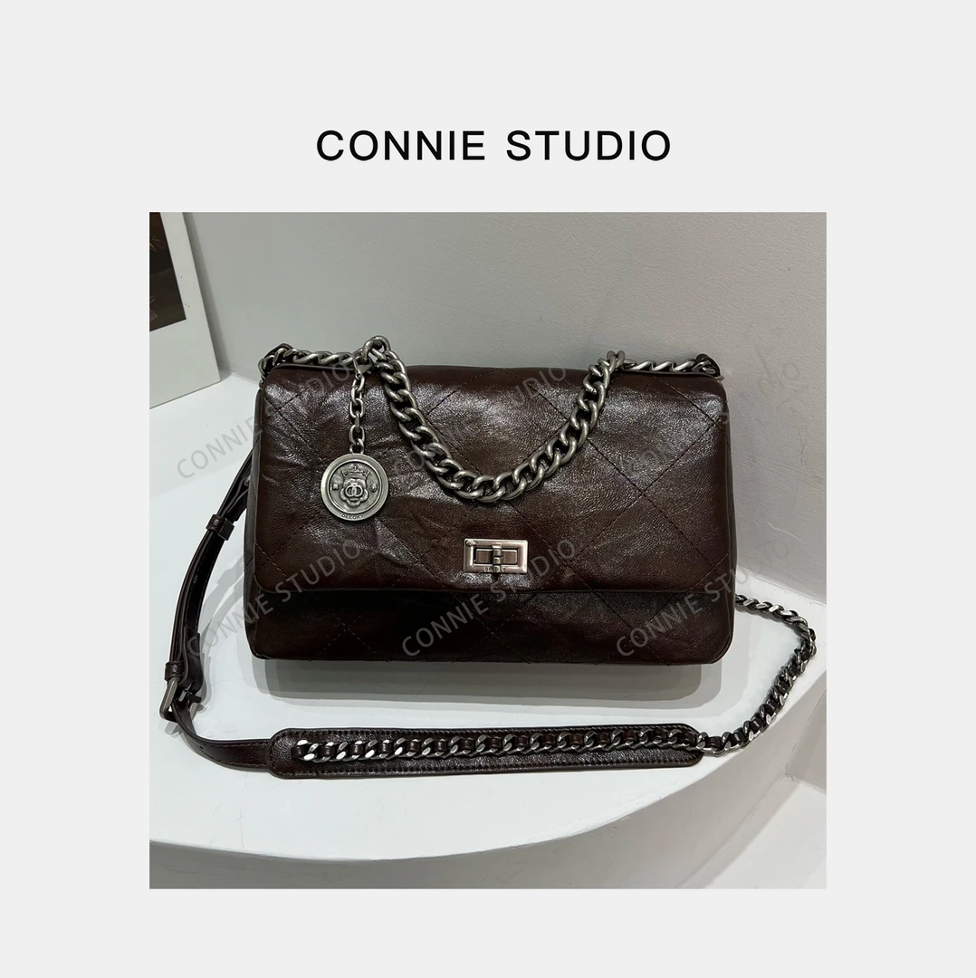 【康妮甄选】女士潮流时尚经典气质手拎单肩包ZT-D7088-可可拿铁