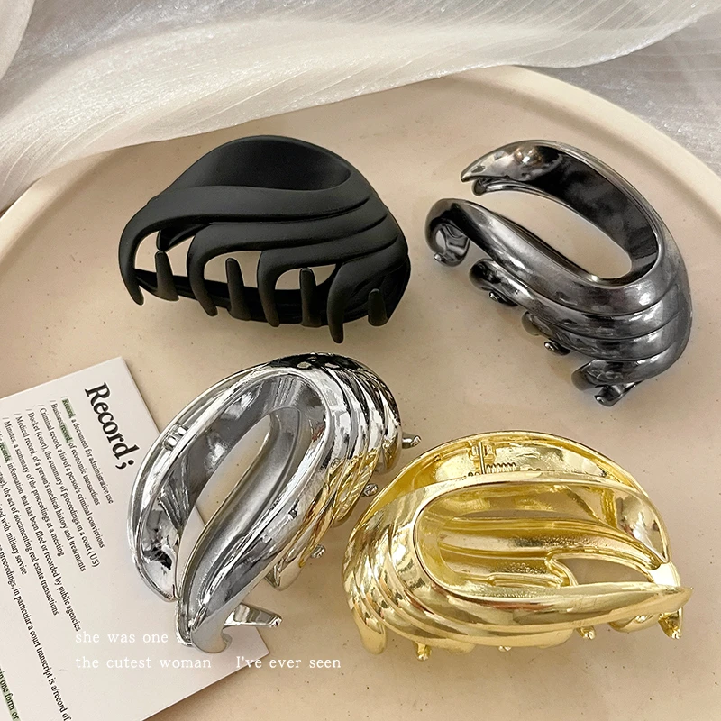 甜酷猫耳抓夹女早秋新款金属清凉发卡后脑勺发抓盘发鲨鱼夹子饰品