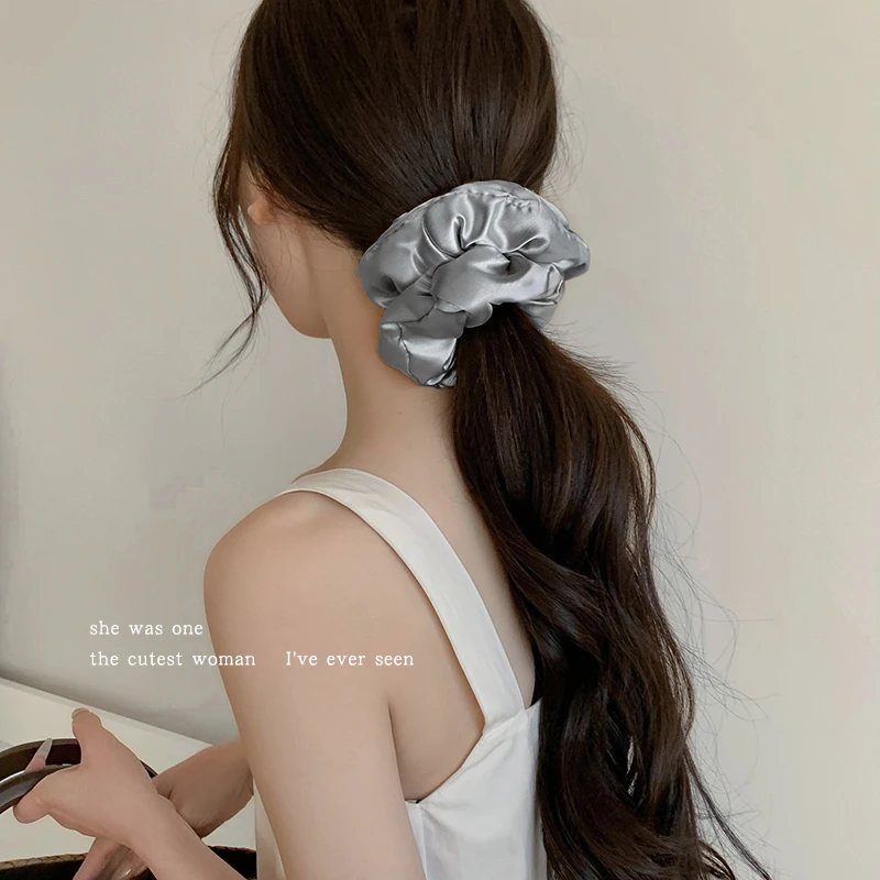范冰冰同款柔软缎面枕头大肠发圈女温柔头圈发绳扎头发丸子头饰品