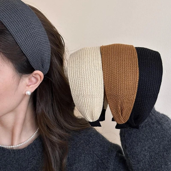 早春复古纯色针织宽边发箍女2025新款压发头箍外出百搭发卡发饰品