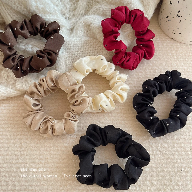 法式少女烫钻小肠发圈2025新款发绳头绳高弹力橡皮筋皮套百搭发圈