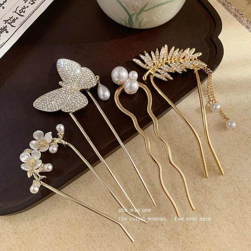 简约U型发簪新中式头饰 女古风簪子高级感后脑盘发钗子丸子头发饰