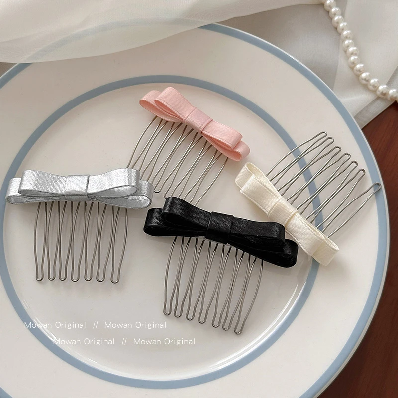 甜美蝴蝶结刘海梳发夹女碎发整理神器夹子发梳插梳发卡子盘发头饰