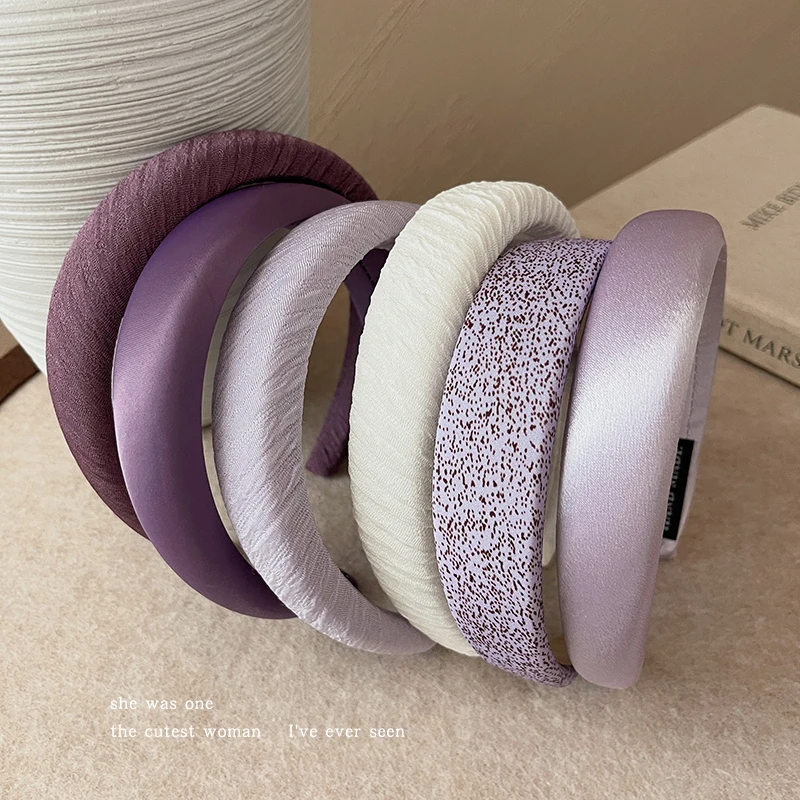 紫色系显白宽边缎面发箍女新款头箍发卡高颅顶头发发捆头饰气质