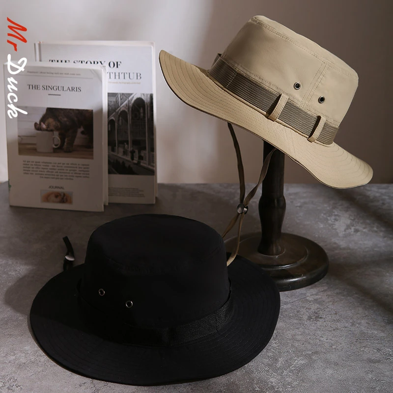 Mr DUCK进口防水渔夫帽户外登山帽男女徒步大檐防晒遮阳帽钓鱼帽