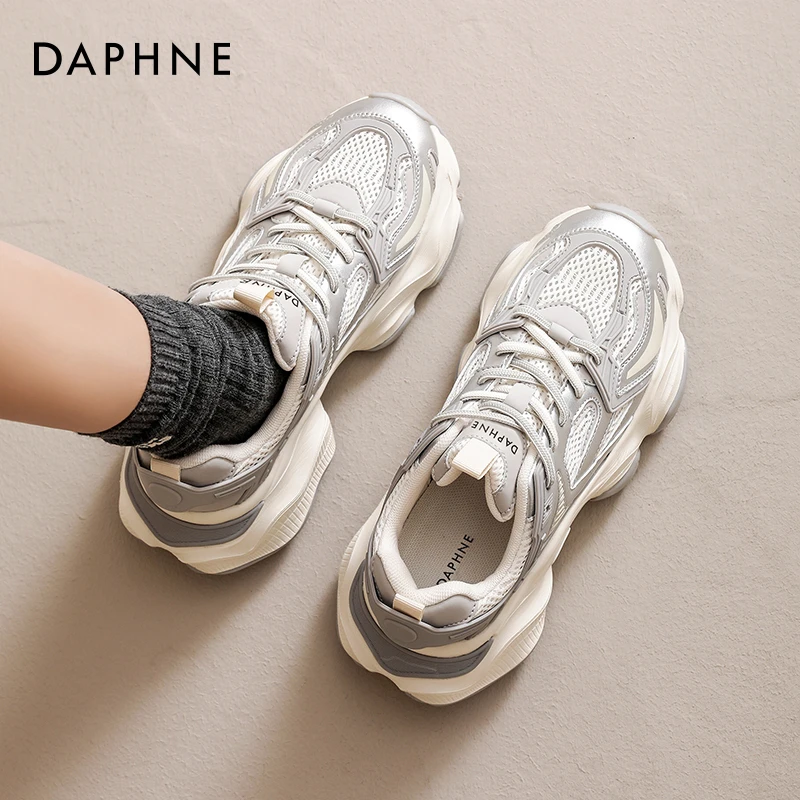 达芙妮法式浅口方头单鞋女水钻高跟鞋2025夏季新款中跟低跟妈妈鞋